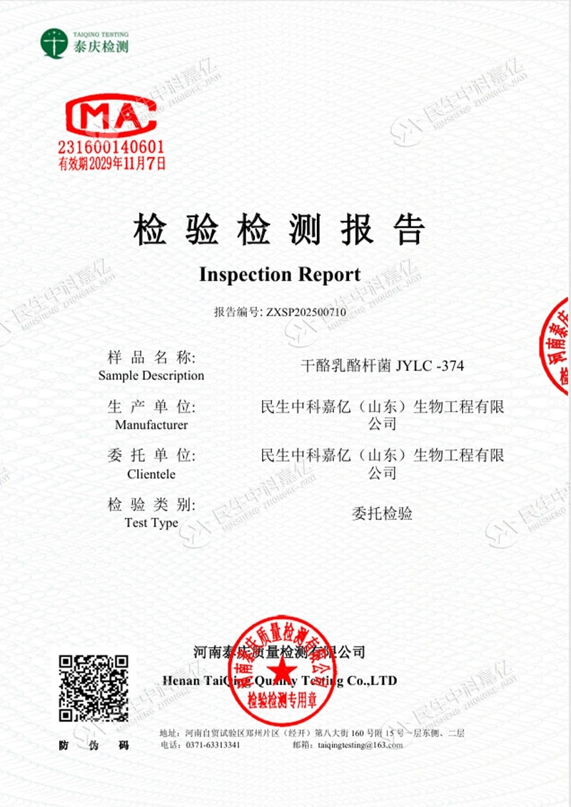 ZXSP202500710_Bacillus lactis JYLC-374_Commissioned Report